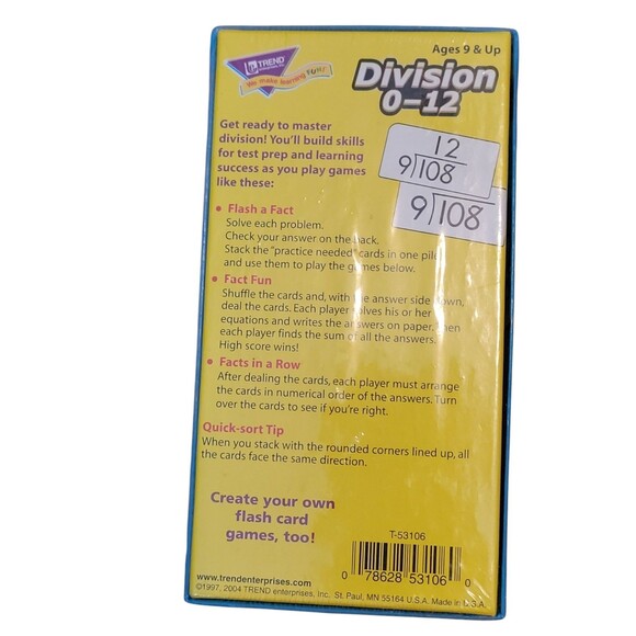 Trend Enterprises Number Division Fraction Skill Drill Flash Cards 3 Sets - Picture 8 of 9